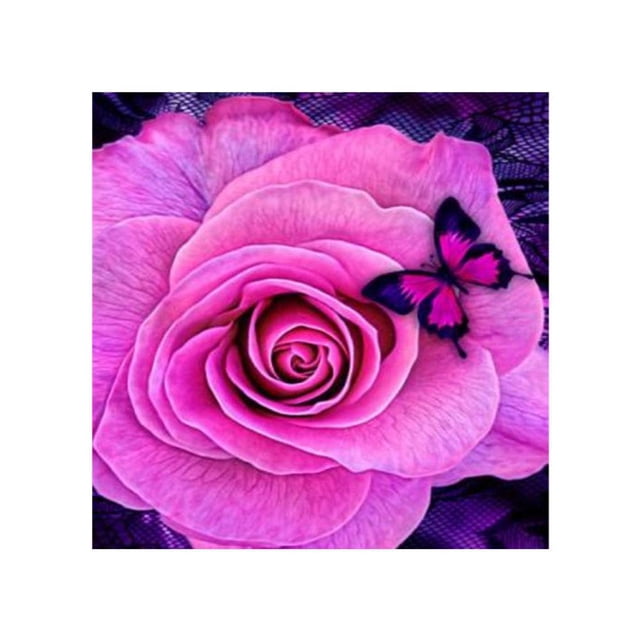 5D DIY Hada Mariposa Rosa Flor Pintura de diamantes de imitación Costura Floral Bordado de diamantes Imágenes Decoración de punto de cruz Inevent JJ15242-07