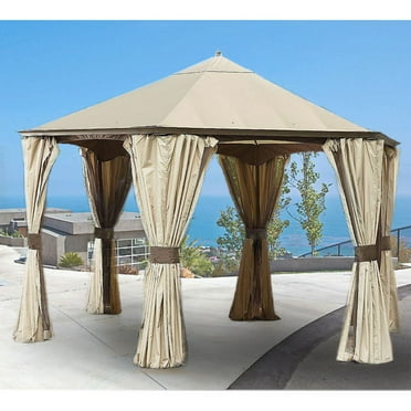 Garden Winds Replacement Canopy 10’ x 10’ Hexagonal Gazebo, RipLock Fabric