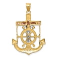 thumbnail image 4 of 14k Tri-color Diamond-cut w/Textured Mariner's Cross Pendant, 4 of 4