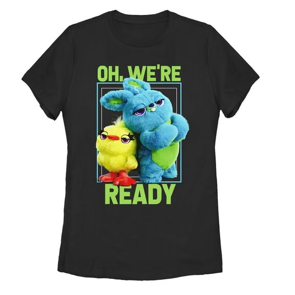 Women's Toy Story Ducky & Bunny Ready Pose  Graphic Tee Black Small