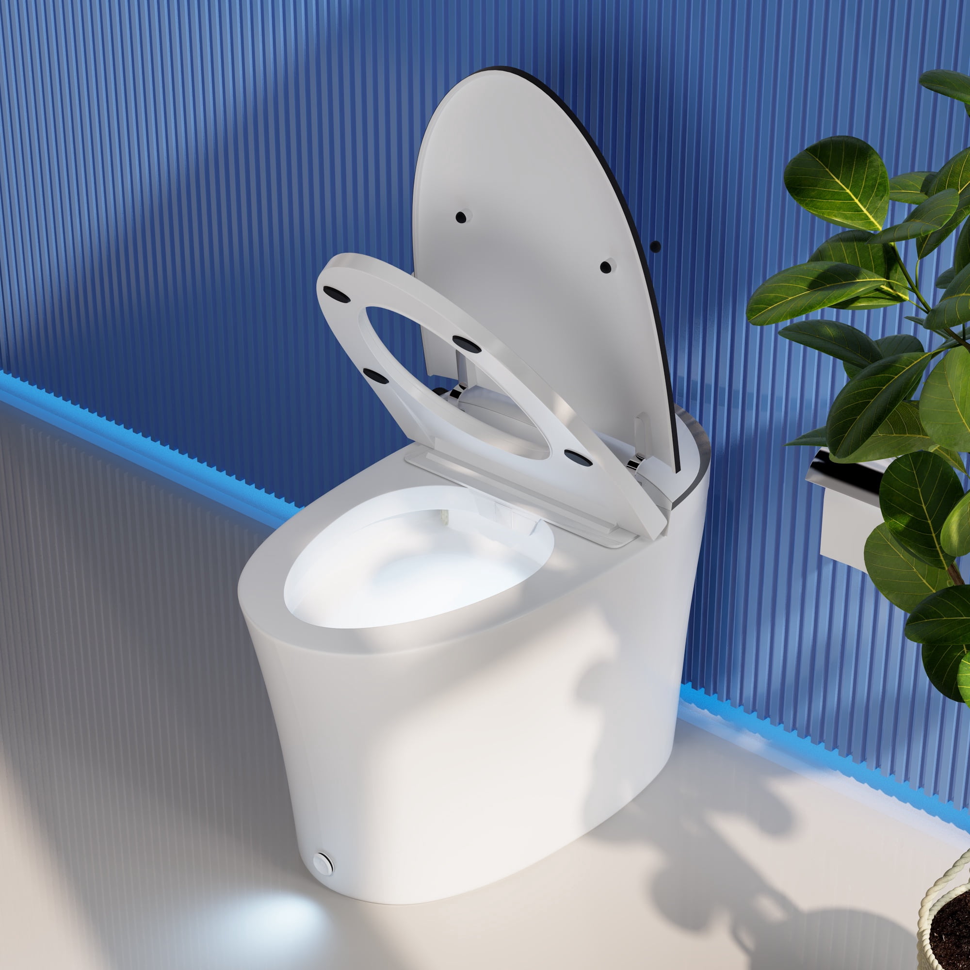 Tankless Elongated Electric Smart Toilet Bidet Seat for in White with Front/rear Wash, Remote Control and Auto Flush