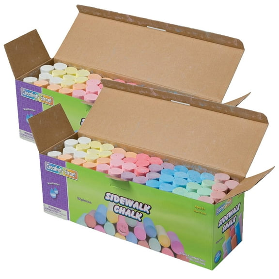 Creativity Street Sidewalk Chalk with 12 Assorted Colors, 52 Count, Carrying Case