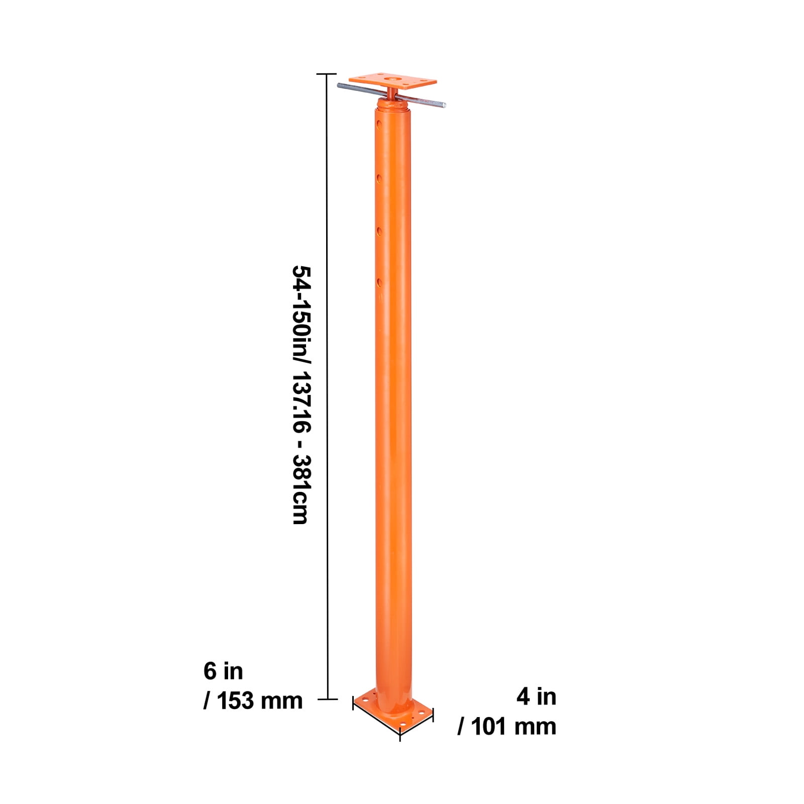 VEVOR House Floor Jack, 54"-150" Height Range, 11200 lbs Max Load Capacity, Adjustable Support Beam Basement Jack Post Pole for Leveling, Lift Support Steel Telescoping Jack for Temporary Support