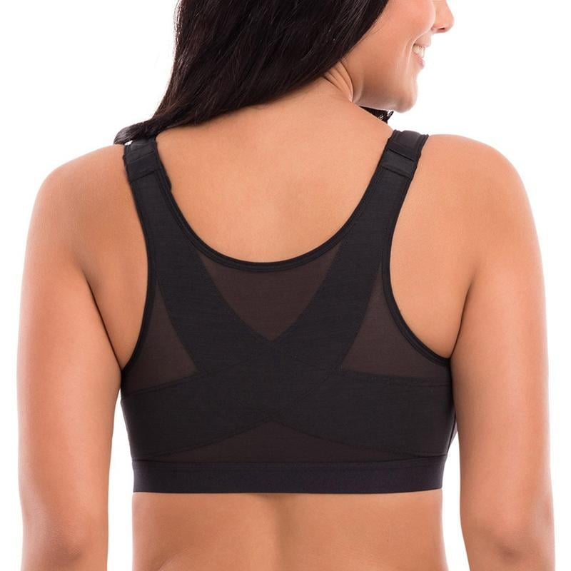 DotVol Women's Full Figure Front Closure Wirefree Jacquard Back Support Posture Bra