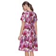 thumbnail image 2 of Bixox Robe d'Été à Manches Courtes pour Femmes Robe Ample Longueur Genou avec Poches-Orchidées Fleurs, 2 of 7
