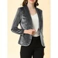 thumbnail image 6 of INSPIRE CHIC Women's Velvet Blazer Solid Color Shawl Collar One Button Wear-to-Work Suit Jacket 2XL Gray, 6 of 8