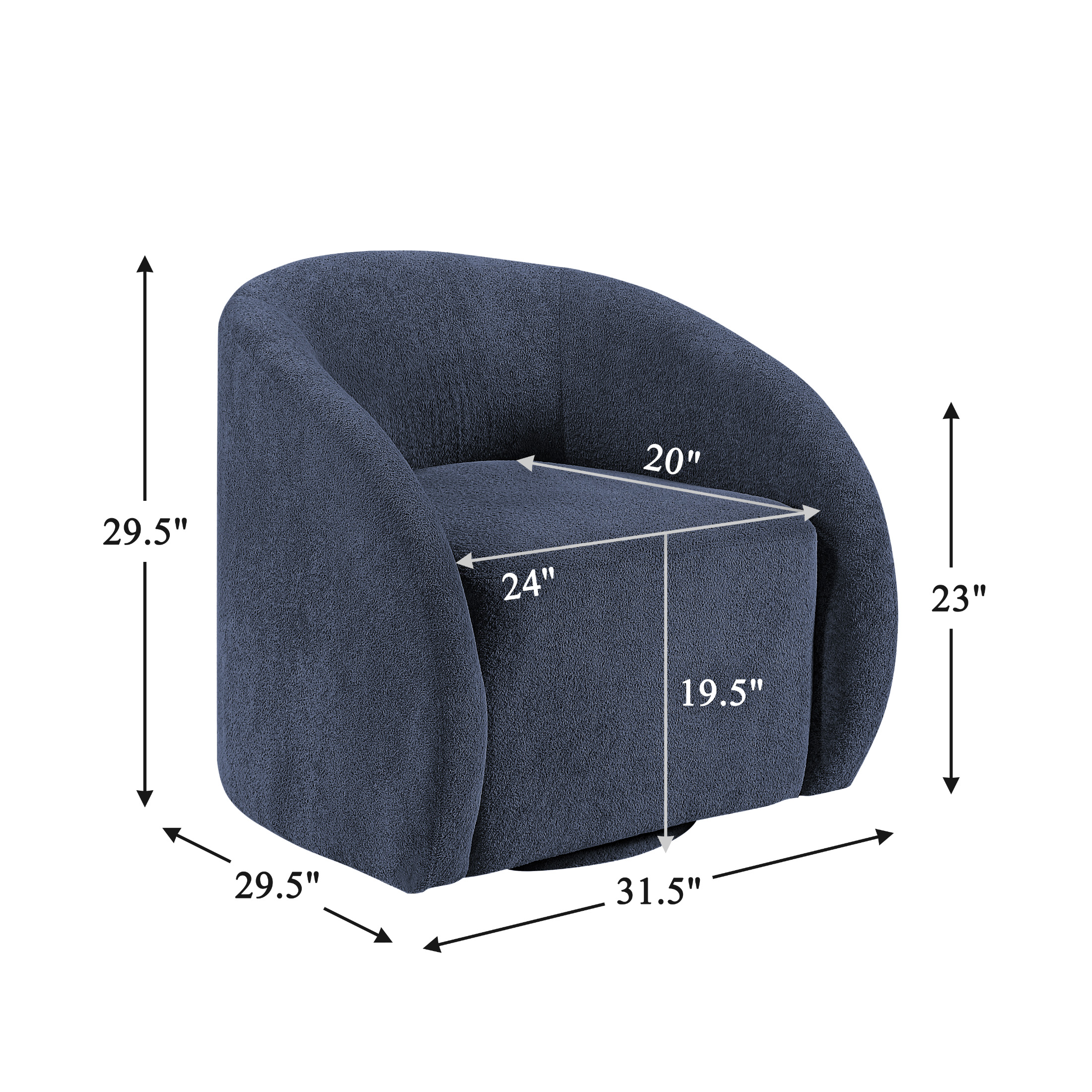 OakvillePark Lomi Contemporary Microfiber Swivel Chair, Blue