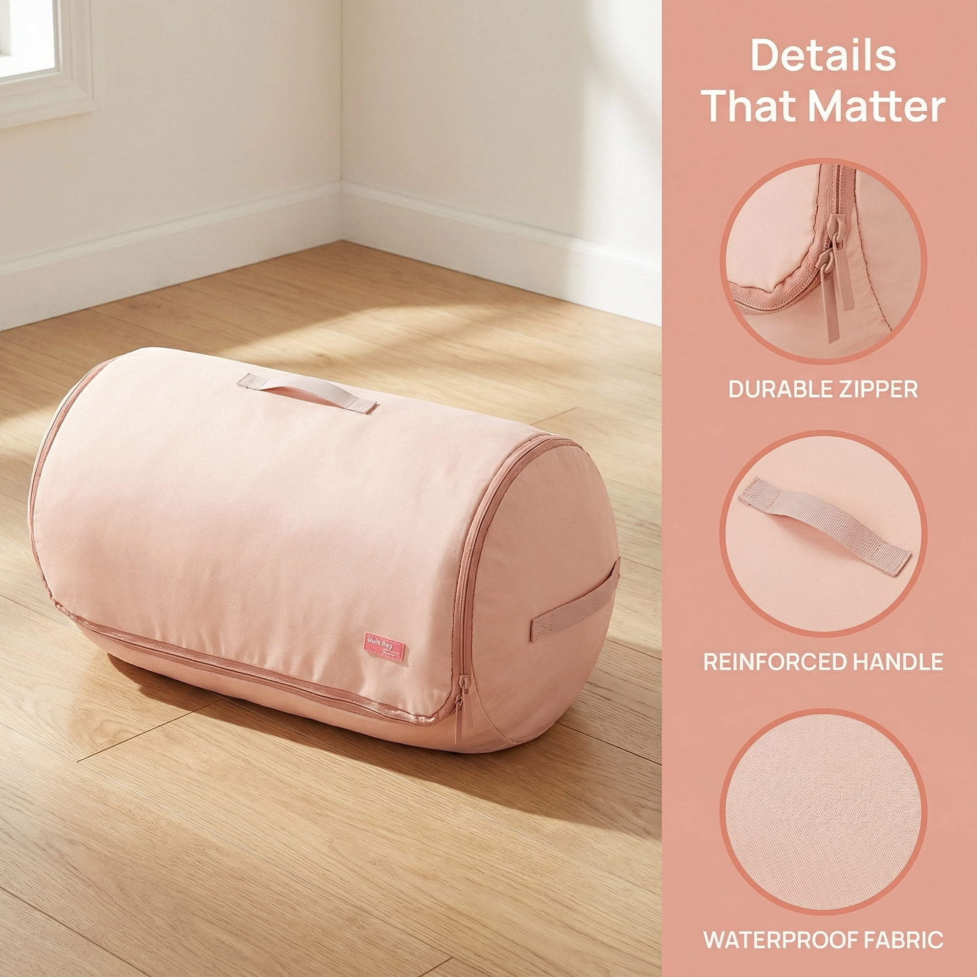 Unique Bargains Clothes Storage Expandable Cylinder Moving Bag Pink 13.4"x13.4"x19.7"