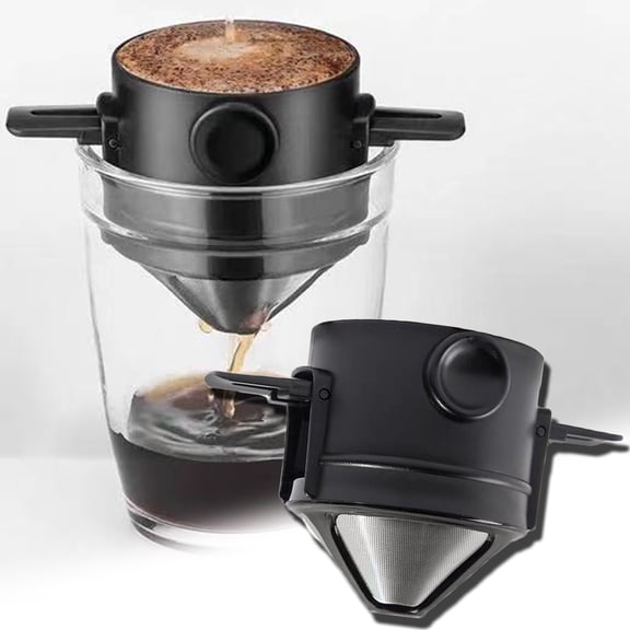 Cheers.US Pour Over Coffee Dripper, Reusable Stainless Steel Slow Drip Coffee Filter Metal Cone Paperless Reusable Single Cup Coffee Maker for Chemex and Most Coffee Pot, Tumbler, Mug