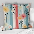 thumbnail image 2 of Designart "Retro Patterns of Pastel Stripes and Flowers" Striped Printed Throw Pillow, 2 of 5