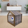 thumbnail image 3 of Pink and Grey Pet House, Spring Butterflies Flower Leaves Inspiration Season Concept Print, Outdoor & Indoor Portable Dog Kennel with Pillow and Cover, 5 Sizes, Charcoal Grey Pink, by Ambesonne, 3 of 5