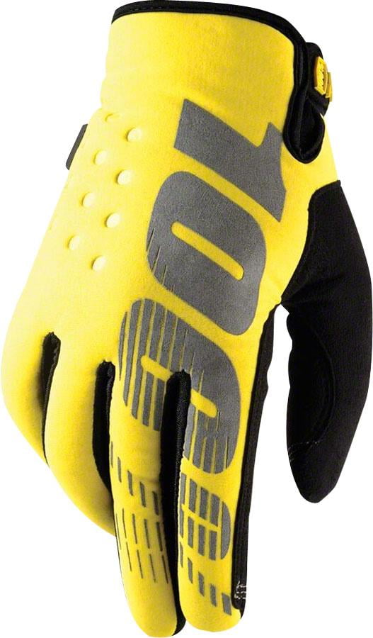 100% Brisker Warm Winter MX Motocross MTB Gloves Cold Weather Thermal Yellow