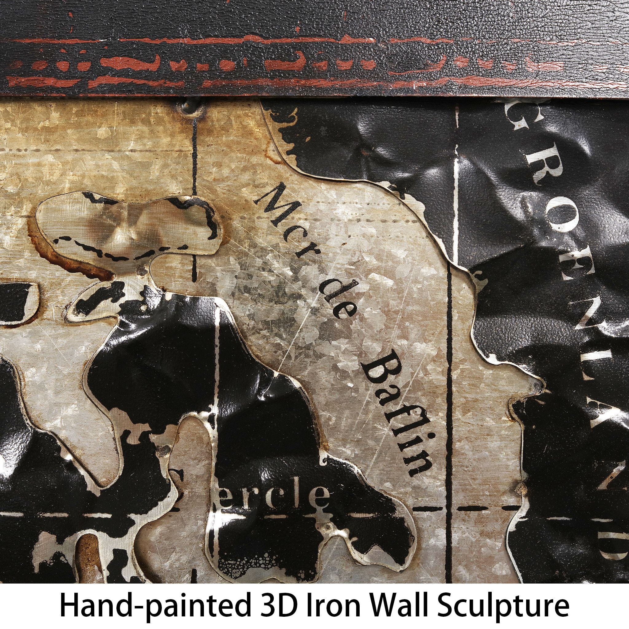 Empire Industrial Art Direct World Map 2 Hand Painted 3D Wall Sculpture