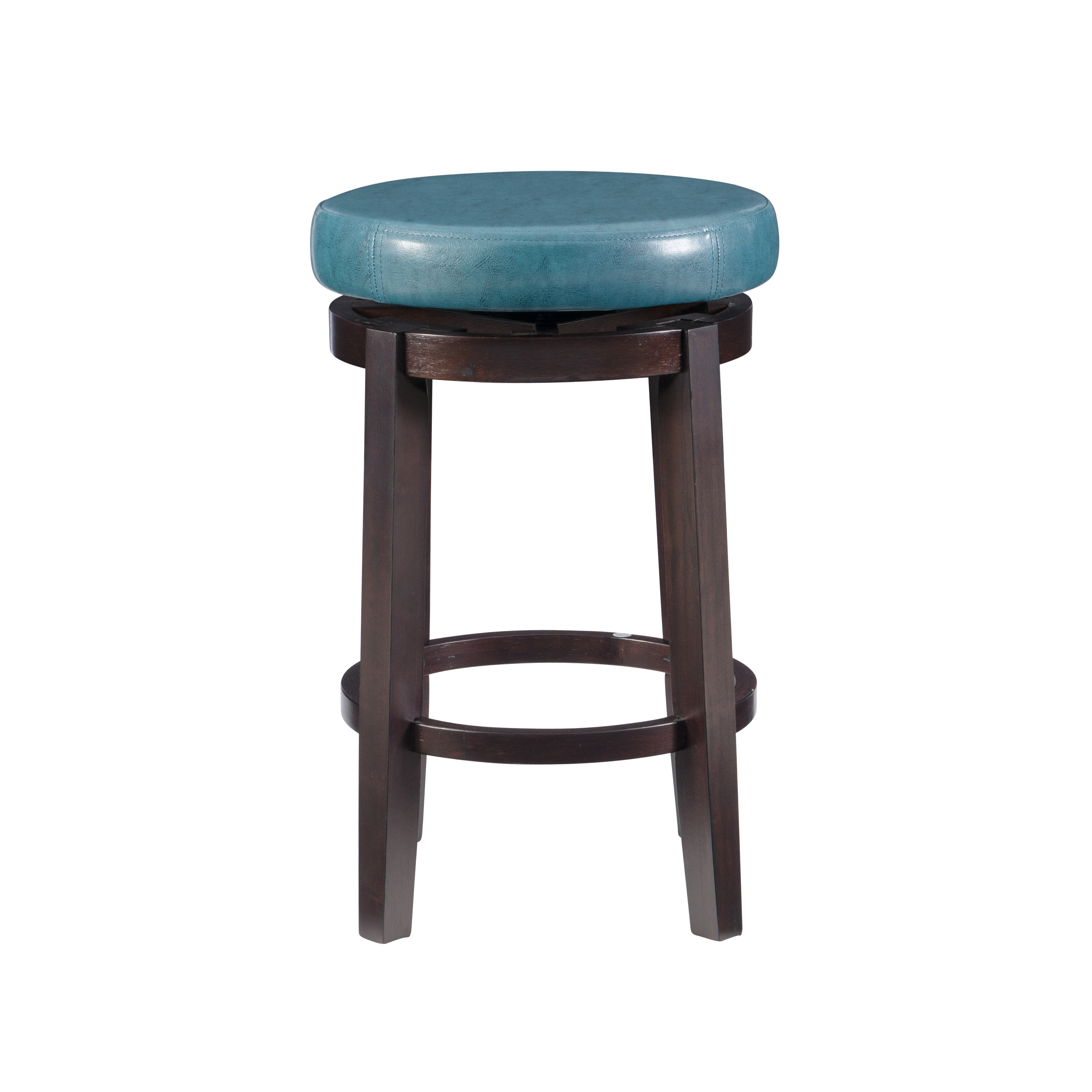 Linon Arlene 25" Indoor Backless Swivel Counter Stool, Brown/Teal Faux Leather