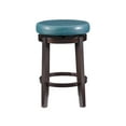 thumbnail image 3 of Linon Maya Backless Wood Swivel Counter Stool, 25" Seat Height, Brown Finish with Teal Fabric, 3 of 14