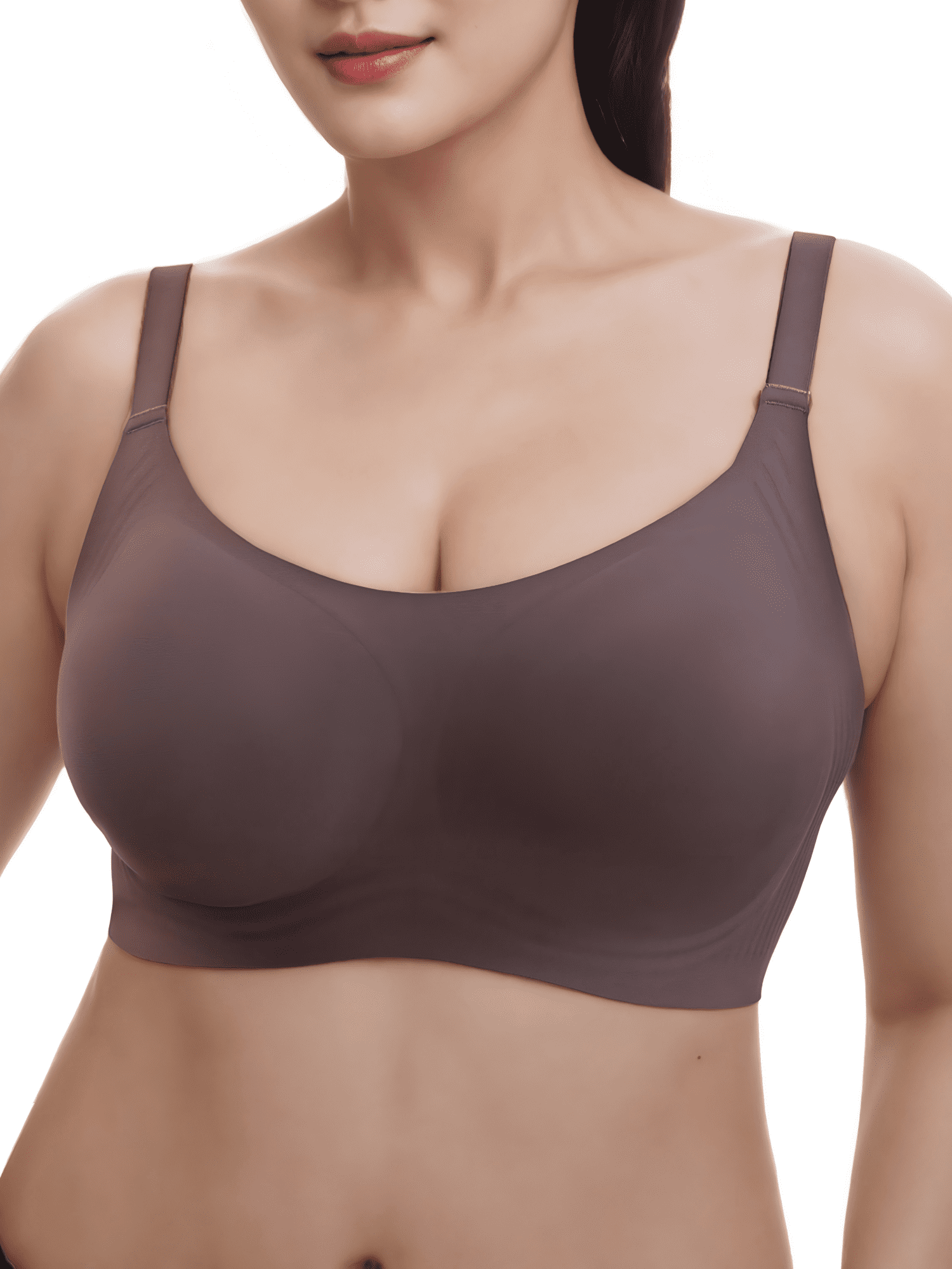 YOURISS Women’s Plus Size Wireless Comfort Bra Seamless Full Coverage Everyday Bra Chocolate Brown 3XL Lounge Sleep Bra Adjustable Straps