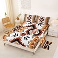 thumbnail image 2 of jejeloiu Southwestern Aztec Bed Sheets,Tribal Print Full Size Sheets For Boys,Brown White,4pcs,1 Flat Sheet, 1 Fitted Sheet and 2 Pillowcases, 2 of 6