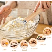 WLGJL 11.8 Inches Wood Rolling Pin Dough Roller, Wooden Rolling Pin for Baking Pasta Fondant， Baking Company Baker’s Dough Whisk, Single-Loop, 2pack