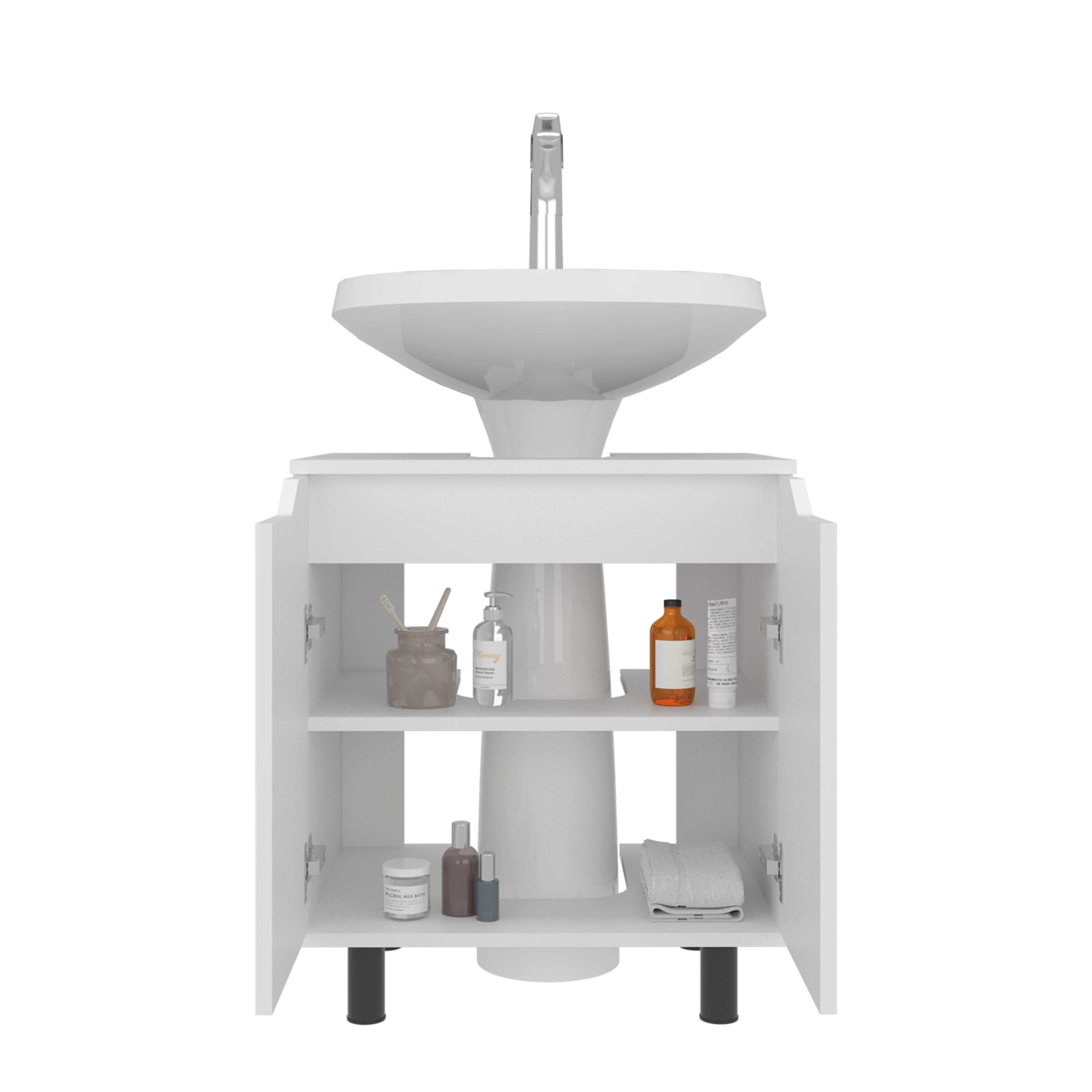Vanity With Sink, White Bathroom Vanity Cabinet for Pedestal Sink, White Bathroom Vanity,Particle Board Single Sink Vanity, Bath & Faucets Bathroom Vanities