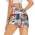 thumbnail image 3 of Xecao's Patchwork In Country Style for a double-layer running short for women, perfect for gym, tennis, and more, featuring a convenient pocket., 3 of 9