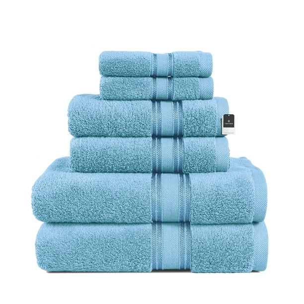 Juego de toallas de baño LANE LINEN Luxury, 6 piezas, 100% algodón, azul