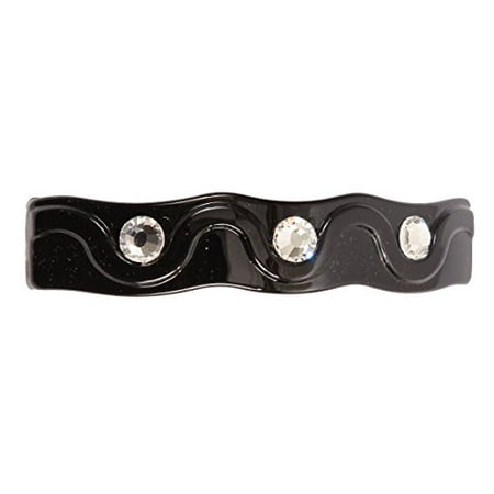 Caravan Rolling Thick Hair Barrette With 3 Swarovski Rhine Stone
