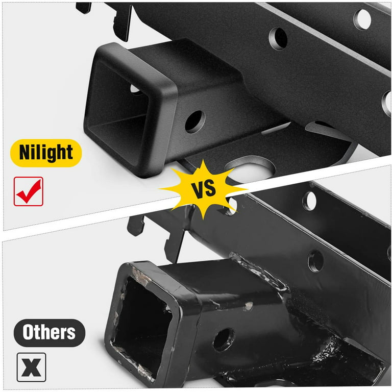 Nilight - JK-61A 2 inch Rear Bumper Tow Trailer Hitch Receiver Kit, Compatible for 2007-2018 Jeep Wrangler JK 4 Door & 2 Door Unlimited, with 4-Pin