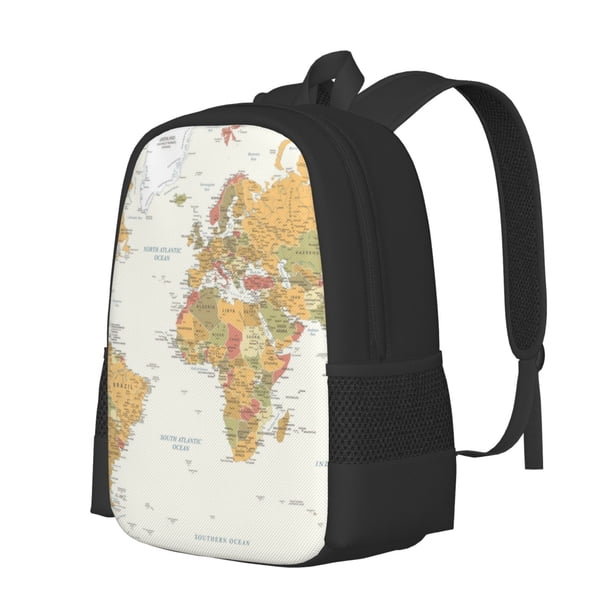 Disketp World Map 1 Mochila Minimalista de Gran Capacidad, Mochila de Viaje para Escuela, Trabajo o Uso Diario