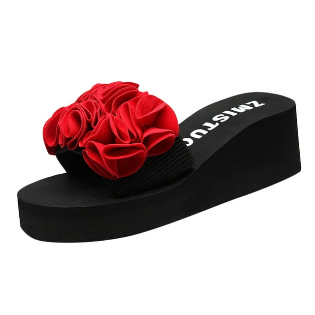 Womens Summer Fashion Casual Clip Toe Flip Flops Non-Slip Wedges Beach Slippers
