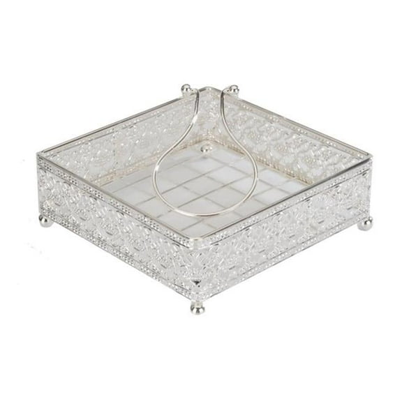 Nua Collection 58409 Silver Plated Napkin Holder with Weighted Arm  7.5 x 7.5 in.