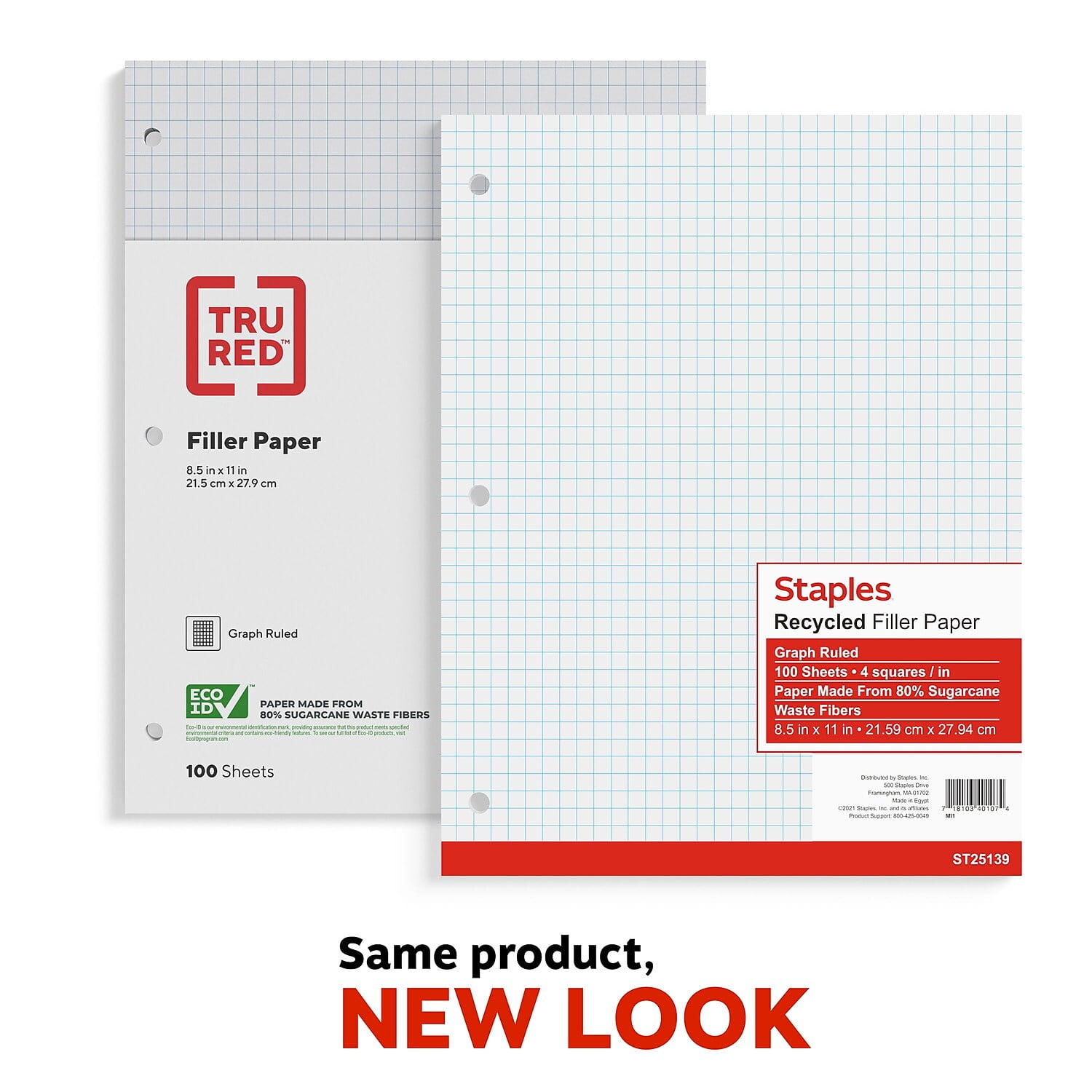 Sustainable Earth Filler Paper 8 1/2' x 11' Graph Ruled 100 Sheets 77272