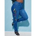 thumbnail image 3 of Colorido Lace Up Front Plus Size Skinny Jeans Rosegal  Vaqueros de talla grande, 3 of 5