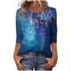 thumbnail image 2 of Xuyuer Unisex Print 3/4 Sleeve Tee - Fashion Women's Loose Casual Round Neck 3/4 Sleeve Oversized Top for Music Festival Grounds, and Free-Spirited Gender-Neutral Layered Street Style, 2 of 7