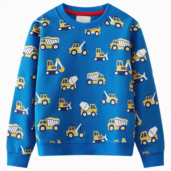 Splozh Toddler Boy Sweatshirts Fashionable Tops for Boys and Girls Comfortable Breathable Childrens Pullover Sweatshirts,Blue,6-7 Years