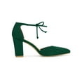 thumbnail image 3 of BLISSFUL STEP Women's High Block Heels Pointed Toe Ankle Strap Dress Shoes​ Green 8.5, 3 of 7