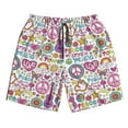thumbnail image 5 of Goofa Peace Love and Dove Flower Power Printed Mens Swim Trunks Summer Quick Dry Short Beach Swimwear Bathing Suits-Large, 5 of 9