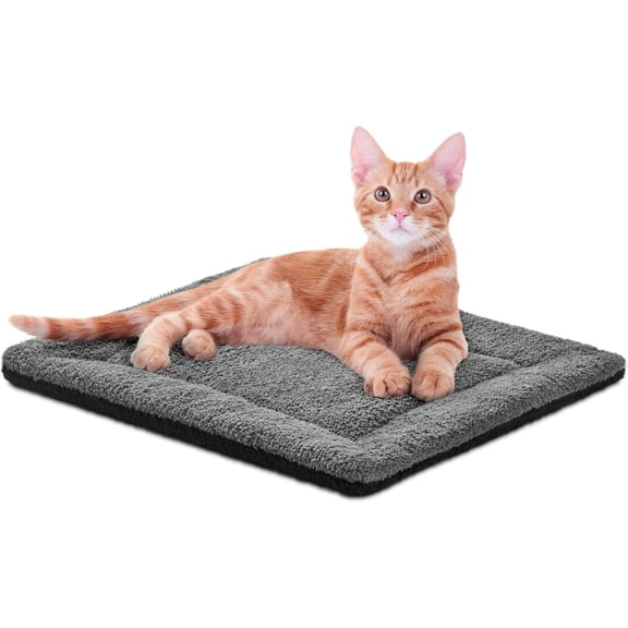 Self-Warming Cat Bed Pad, Self Heating Pad for Outdoor Cat Houses, Warming Mat for Indoor Pet Beds & Furniture, Reversible Blanket, Machine Washable - Small 21 X 17in Gray/ Black