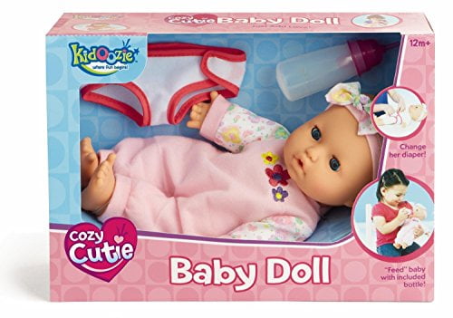 baby doll with bottle and diaper