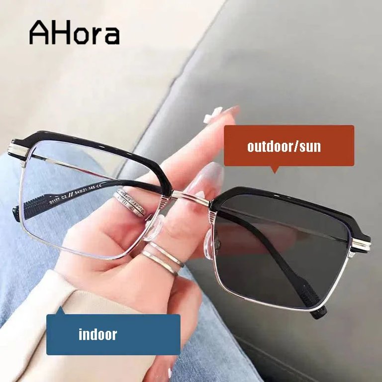 RBENN New Metal Half Frame Anti Blue Light Reading Glasses Men Women Gold Color Eyeglasses Photochromic Readers 1 75