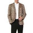 thumbnail image 4 of Lars Amadeus Men's Vintage Leopard Print Notched Lapel Slim Fit Blazer, 4 of 7