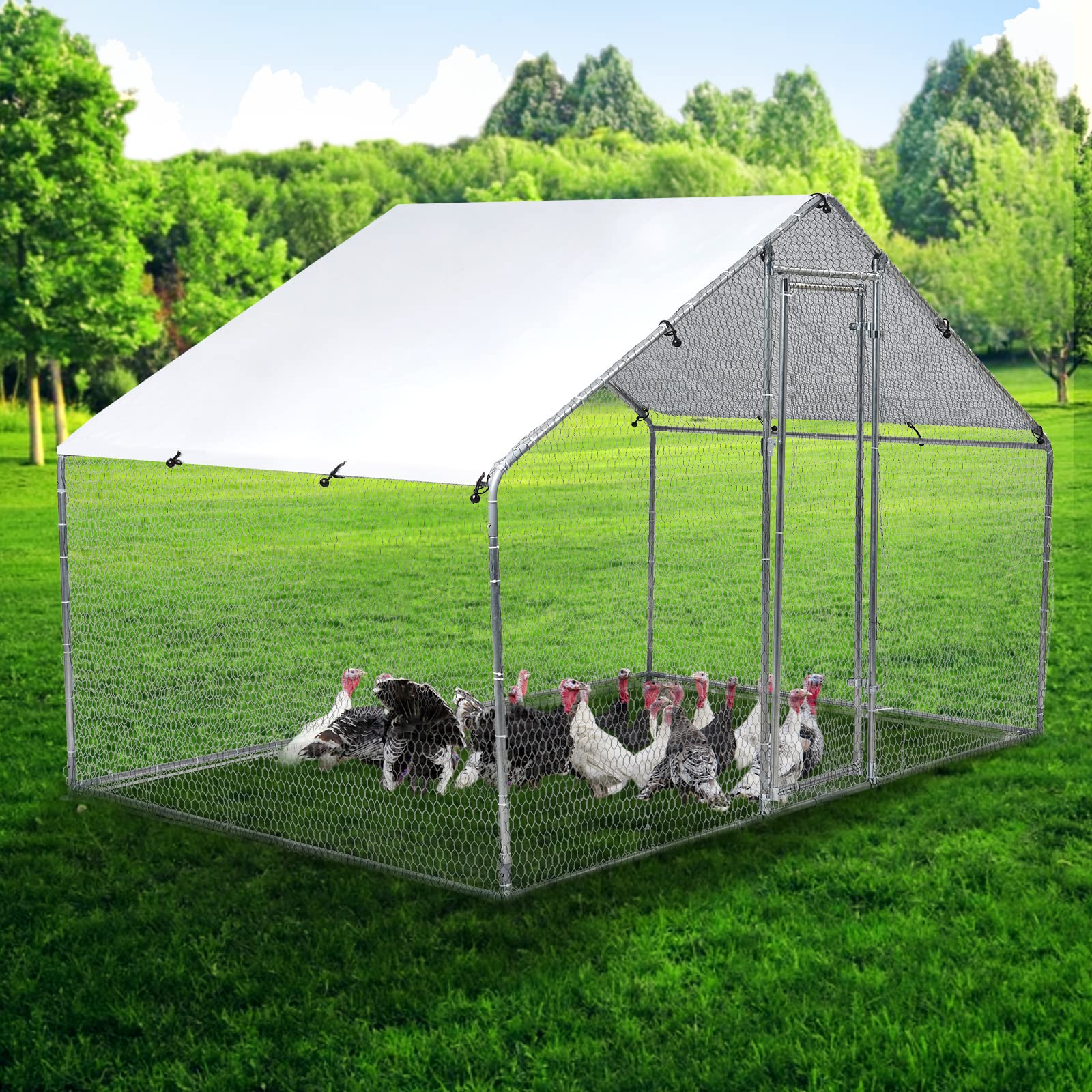Litake Large Metal Chicken Coop, Walkin Chicken Run,1.0mm Thickness