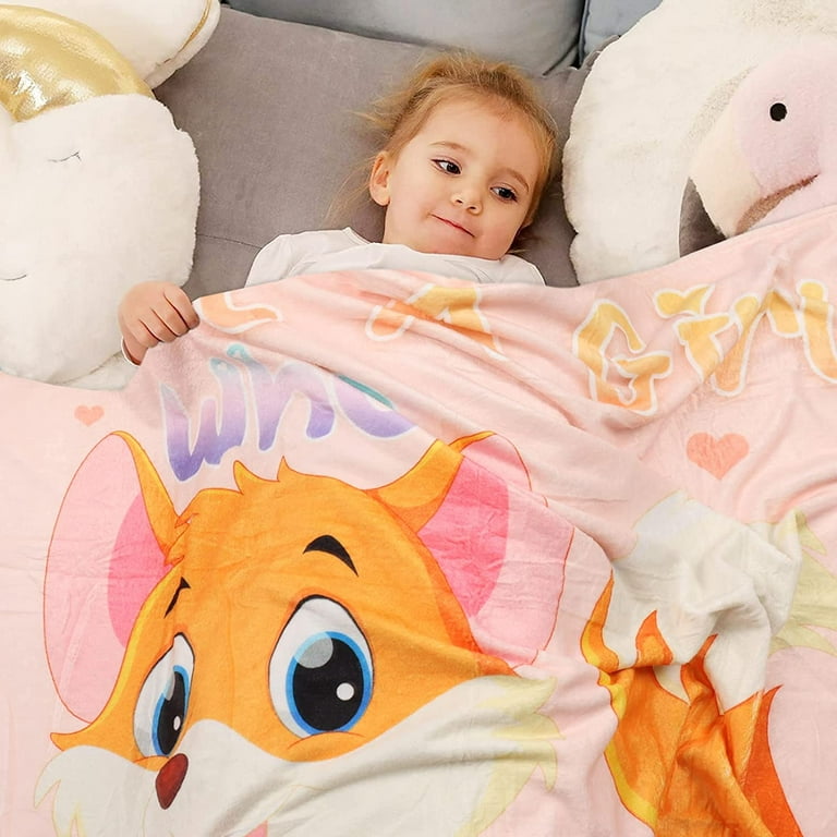 Fox Blanket for Girls Fox Gifts for Girls - Just A Girl Who Loves Foxes -  Lightweight Soft Cozy Flannel Throw Blanket Suitable for Sofa Bed Blankets  50x60 Inch for Kids Blanket 