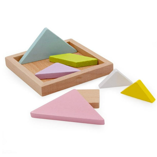 12x12cm Juguete Montessori de Tangram Rompecabezas 3D de Cumple para Mas de 3 perfke Juguete de madera Tangram Walmart en linea