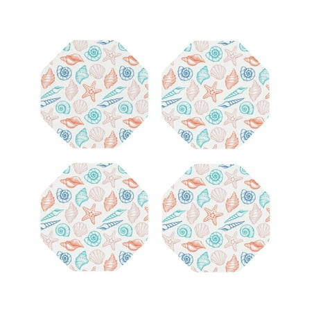 

Tideii Colorful Seashells1 for Leather Coasters 4 Pieces Anti-fouling and Anti-scalding Decorative Coasters Suitable for Restaurants Kitchens Coffee Shops-Octagon