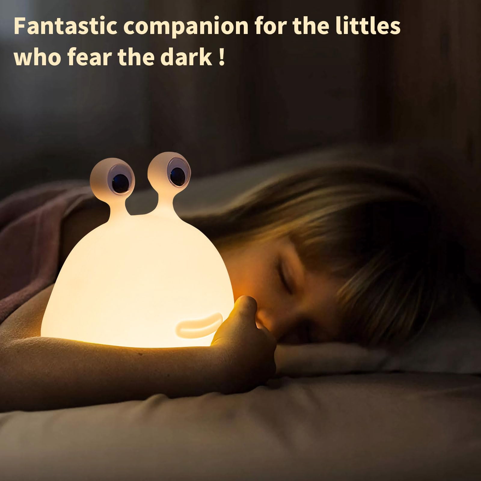 Slug Night Light for Kids, BPA-Free ABS & Silicone Baby Nursery Bedside Lamp USB Rechargeable, Adjustable Brightness, Auto-Off Setting, Cute Christmas Birthday Gift for Girls Boys