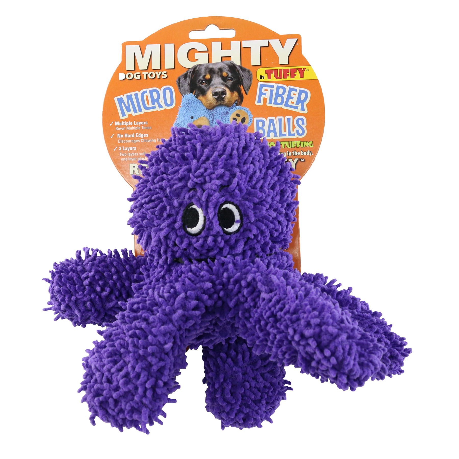 Mighty Microfiber Ball Med Octopus, Durable Squeaky Dog Toy