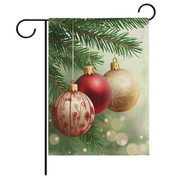 Ryvnso Christmas Balls Shiney Garden Flag 12x18 Inch Double Sided Seasonal Yard Decoration