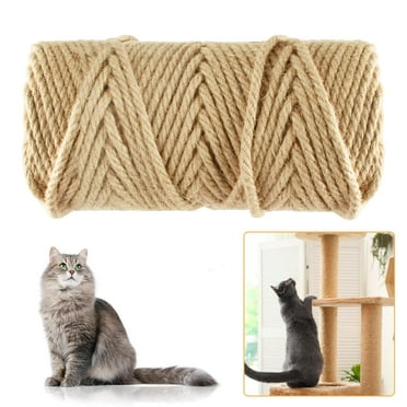 50M Sisal Rope for Cat Scratchers, Cat Scratching Sisal Rope 6mm Natural Jute Hemp Rope, Ideal for Replace Scratching Post, Repair Cat Tree, DIY Projects