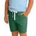 thumbnail image 5 of Cethrio Boys Cotton Shorts, Elastic Waist Above the Knee Casual Summer Athletic Shorts Army Green Size 8, 5 of 5