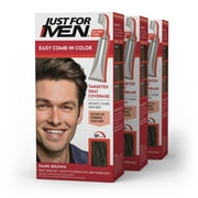 Just For Men Easy Gray Men's Hair Color with Comb Applicator, Dark Brown, A-45, 3 Pack